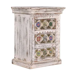Wohnen Kommoden<Shabby Chic Nachtkommode in Antikweiß - Mirell