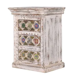 Wohnen Kommoden<Shabby Chic Nachtkommode in Antikweiß - Mirell