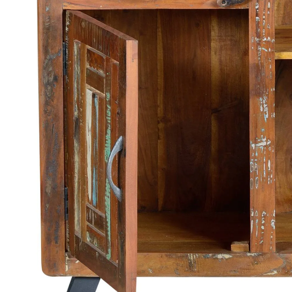 Wohnen Highboards|Vitrinen<Shabby Chic Vitrinenschrank aus Recyclingholz - Tunar
