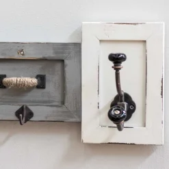 Wohnen Garderoben<Shabby Chic Wandgarderobe aus Holz lackiert - Iwalian
