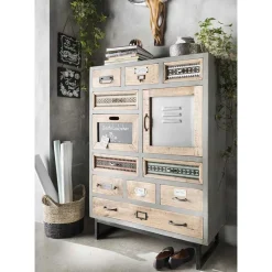 Wohnen Highboards|Kommoden<Shabby Design Highboard aus Recyclingholz - Nuro