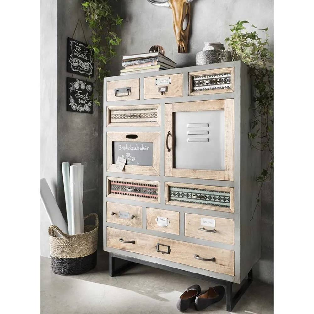 Wohnen Highboards|Kommoden<Shabby Design Highboard aus Recyclingholz - Nuro