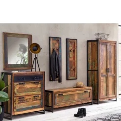 Wohnen Garderoben<Shabby Garderobenmöbel aus Massivholz - Ensley (sechsteilig)