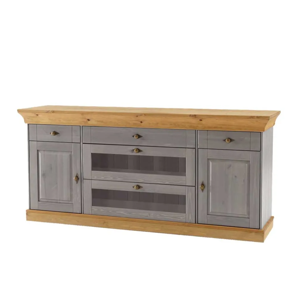 Wohnen Sideboards<Sideboard Cempino in Grau Kiefer teilmassiv