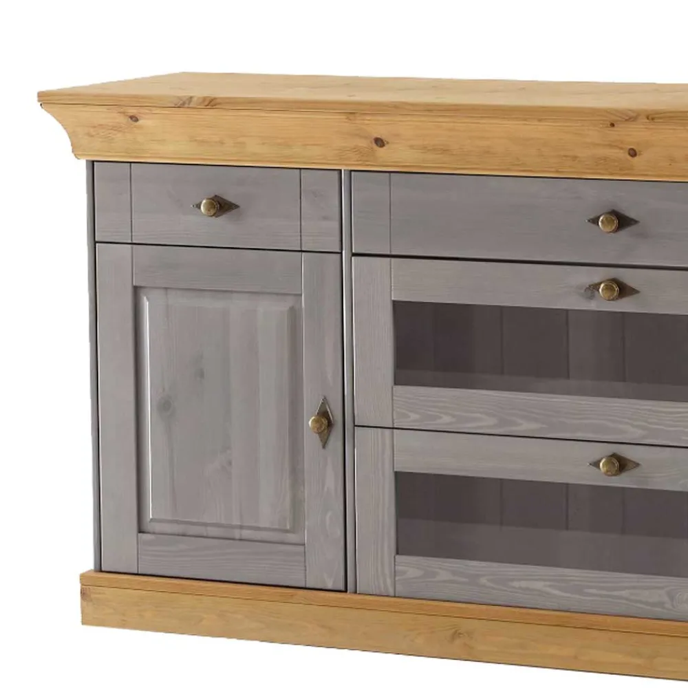 Wohnen Sideboards<Sideboard Cempino in Grau Kiefer teilmassiv