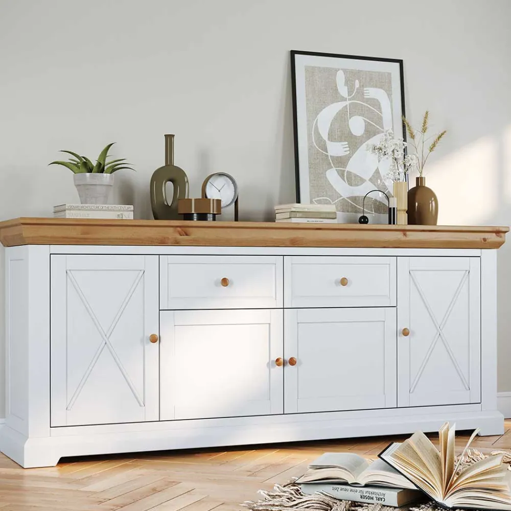 Wohnen Sideboards<Sideboard im Landhaus Look - 200 cm breit - Saluts
