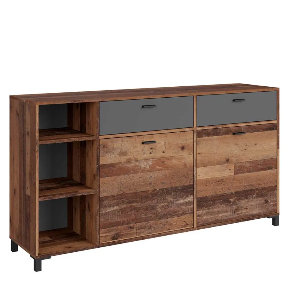 Wohnen Sideboards<Sideboard in Altholz Optik & Anthrazit - Bosco