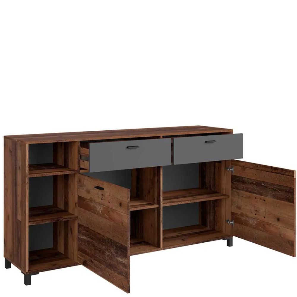 Wohnen Sideboards<Sideboard in Altholz Optik & Anthrazit - Bosco