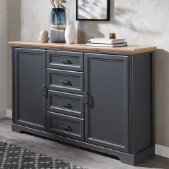 Wohnen Sideboards<Sideboard in Dunkelgrau und Eiche - Joe