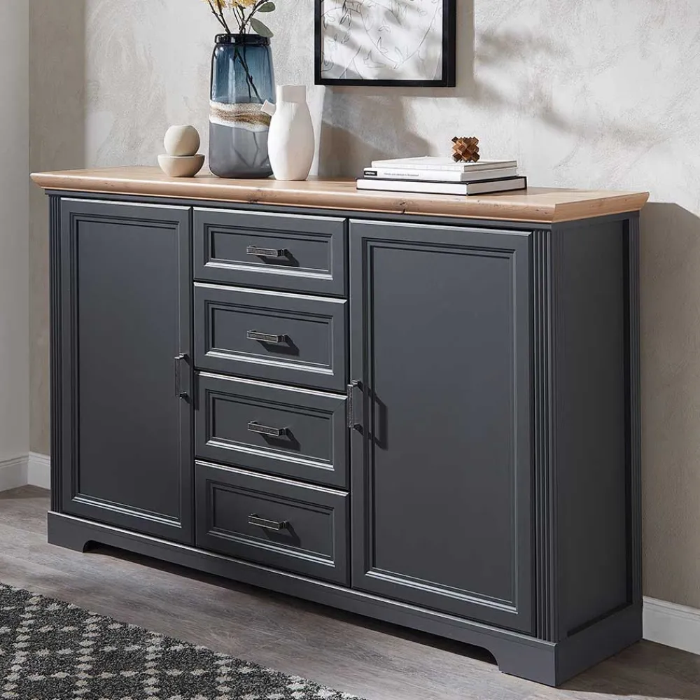 Wohnen Sideboards<Sideboard in Dunkelgrau und Eiche - Joe