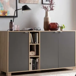 Wohnen Sideboards<Sideboard in Eiche Hell NB & Dunkelgrau - Dranico