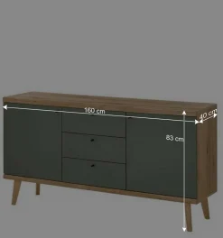 Wohnen Sideboards<Sideboard in Graugrün & Wildeiche - Oliva