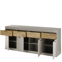 Wohnen Sideboards<Sideboard in Hellgrau & Zinneiche Dekor - Lioscas