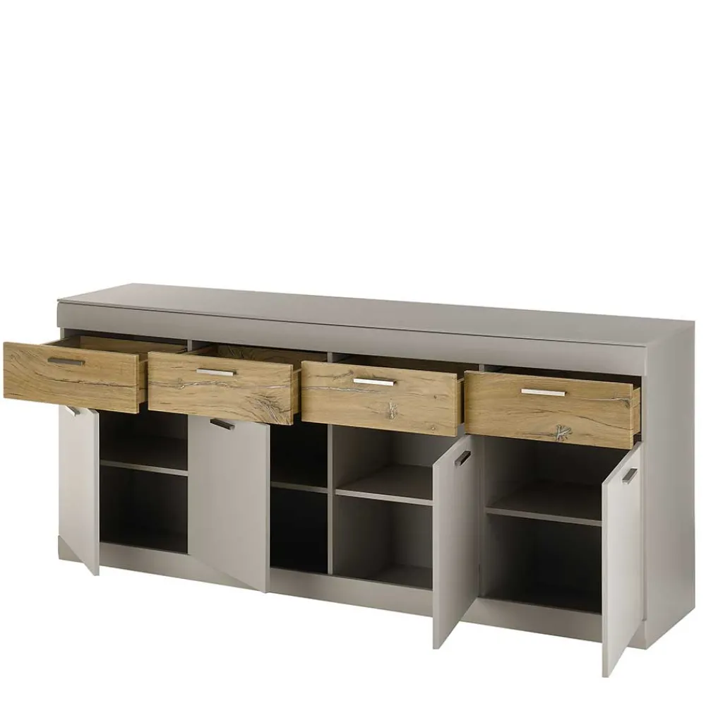 Wohnen Sideboards<Sideboard in Hellgrau & Zinneiche Dekor - Lioscas