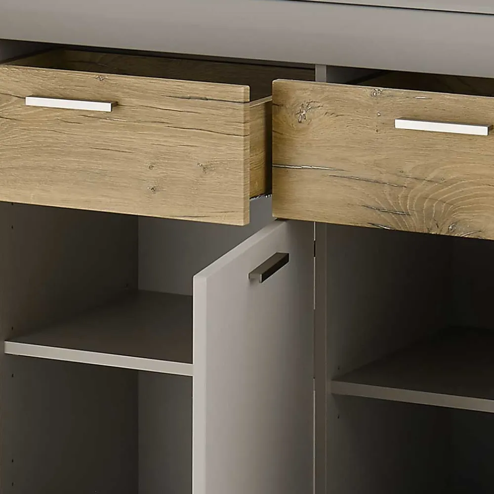 Wohnen Sideboards<Sideboard in Hellgrau & Zinneiche Dekor - Lioscas