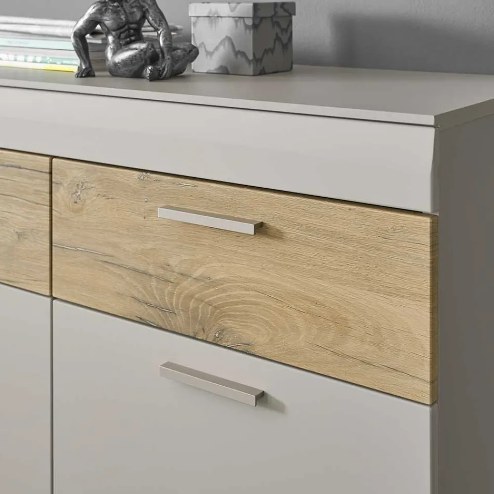 Wohnen Sideboards<Sideboard in Hellgrau & Zinneiche Dekor - Lioscas