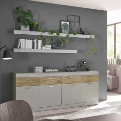 Wohnen Sideboards<Sideboard in Hellgrau & Zinneiche Dekor - Lioscas