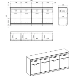 Wohnen Sideboards<Sideboard in Hellgrau & Zinneiche Dekor - Lioscas