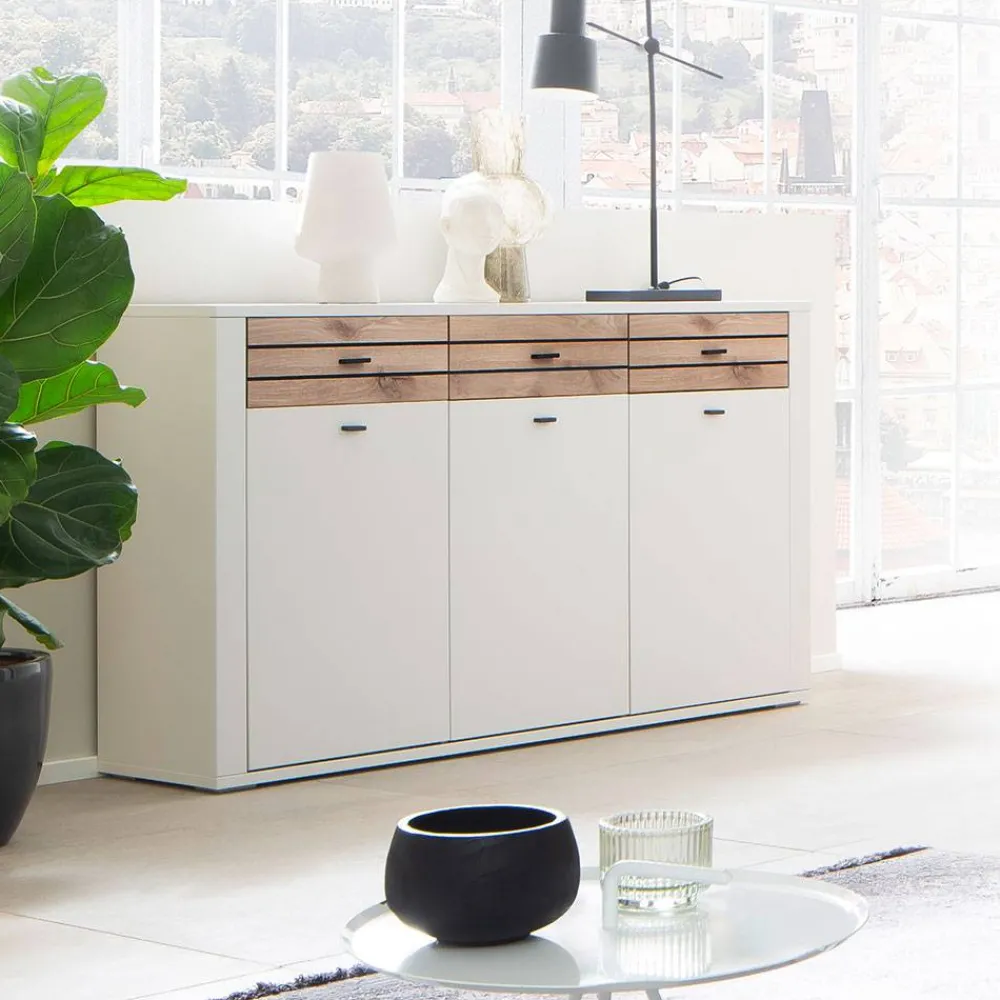 Wohnen Sideboards<Sideboard in Lichtgrau mit Wildeiche - Ballina