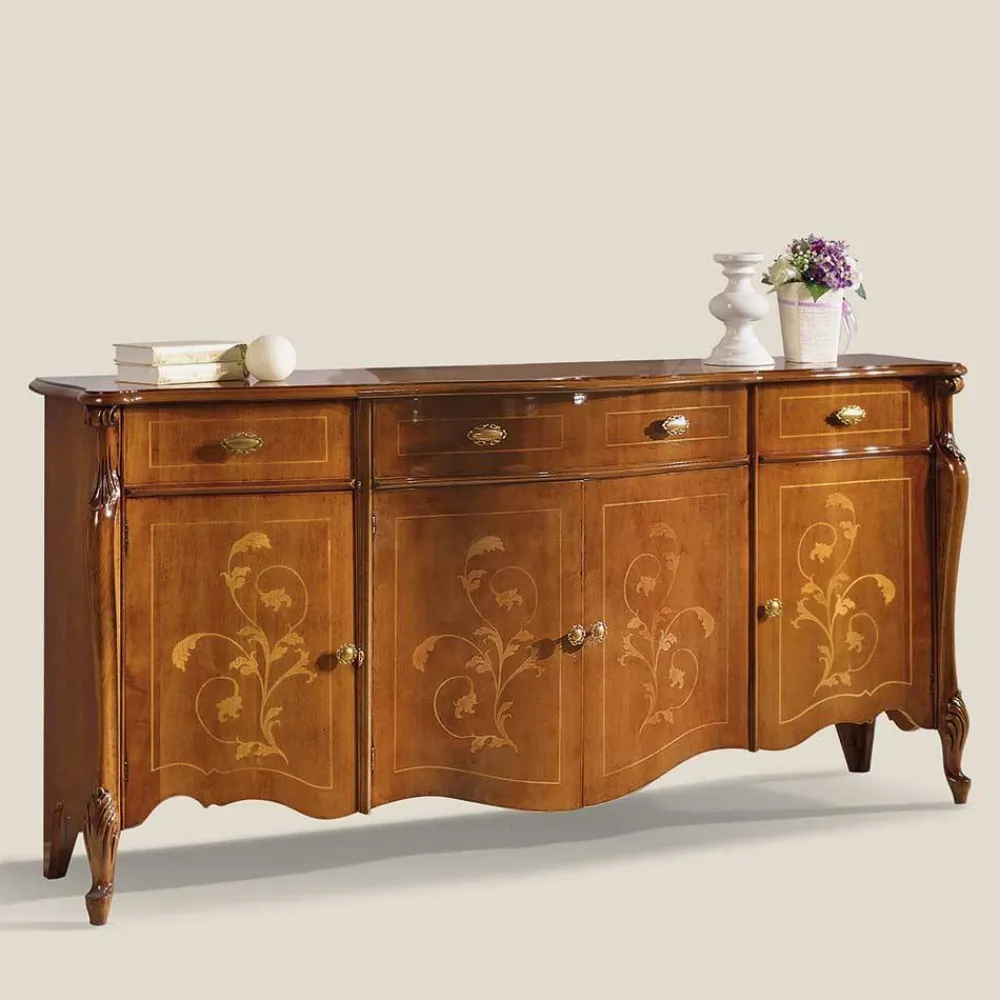Wohnen Sideboards<Sideboard in Nussbaum mit Ranken Dekor - Carlenna