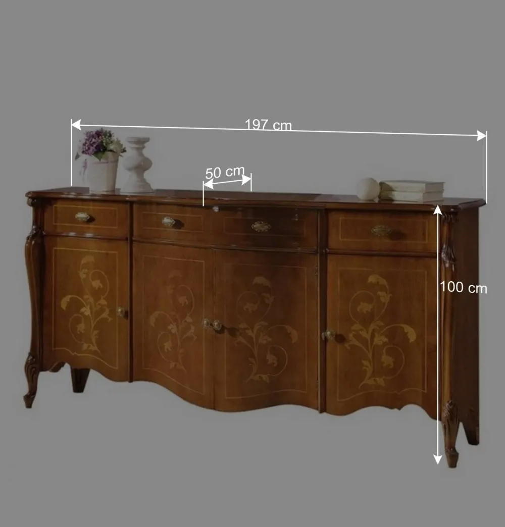 Wohnen Sideboards<Sideboard in Nussbaum mit Ranken Dekor - Carlenna