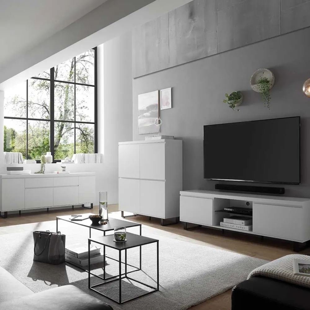 Wohnen Sideboards<Sideboard in Weiß mit Schwarz - Atela