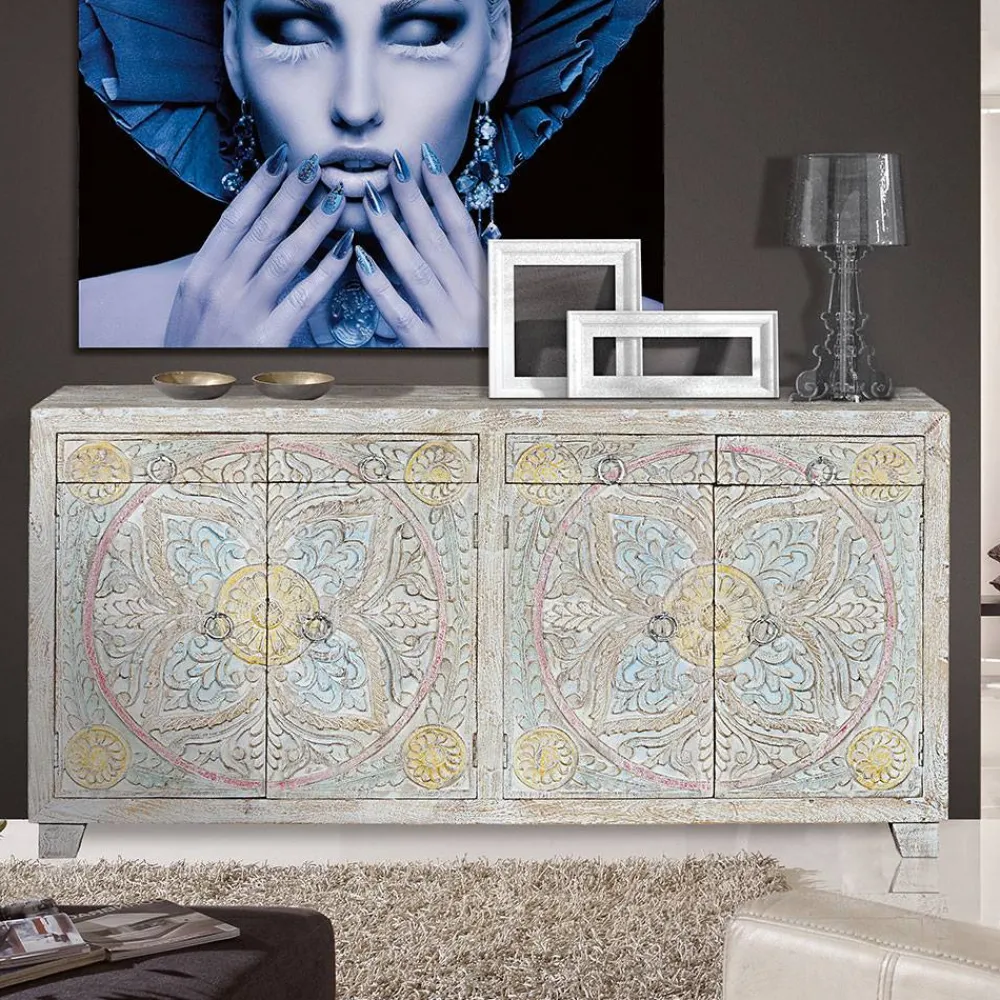 Wohnen Sideboards<Sideboard in White Wash und Pastellfarben - Cranita