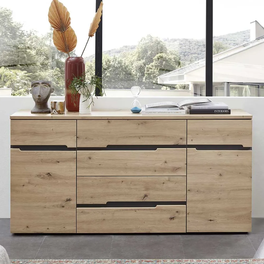 Wohnen Sideboards<Sideboard in Wildeiche & Dunkelgrau - Kuetra