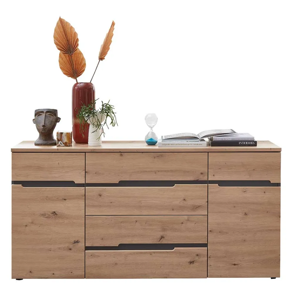Wohnen Sideboards<Sideboard in Wildeiche & Dunkelgrau - Kuetra
