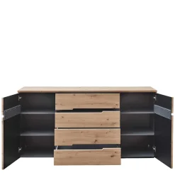 Wohnen Sideboards<Sideboard in Wildeiche & Dunkelgrau - Kuetra