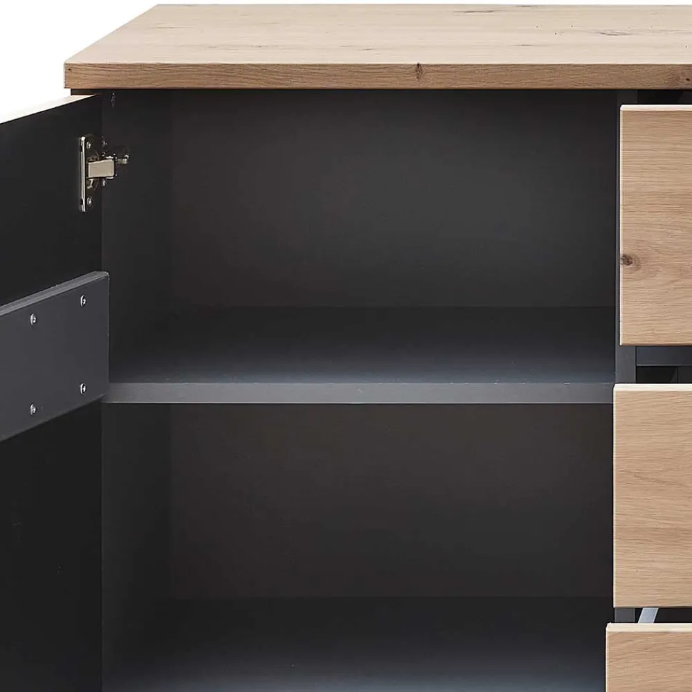 Wohnen Sideboards<Sideboard in Wildeiche & Dunkelgrau - Kuetra