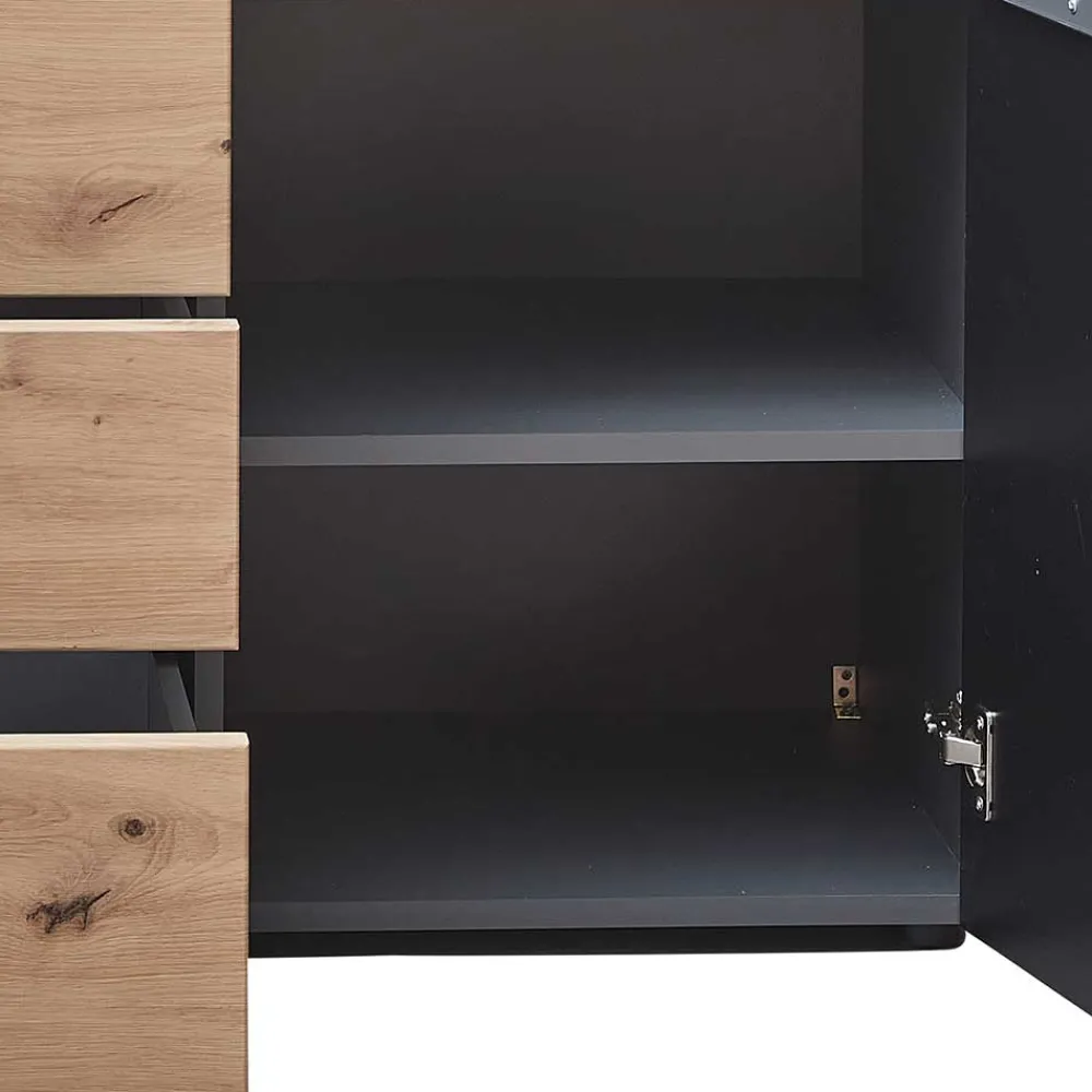 Wohnen Sideboards<Sideboard in Wildeiche & Dunkelgrau - Kuetra