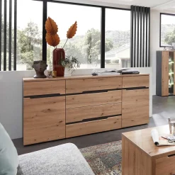 Wohnen Sideboards<Sideboard in Wildeiche & Dunkelgrau - Kuetra
