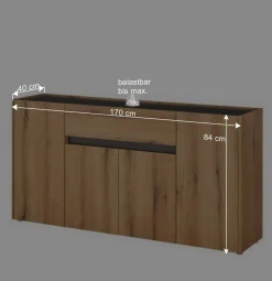 Wohnen Sideboards<Sideboard in Wildeiche Optik und Anthrazit - Colomania