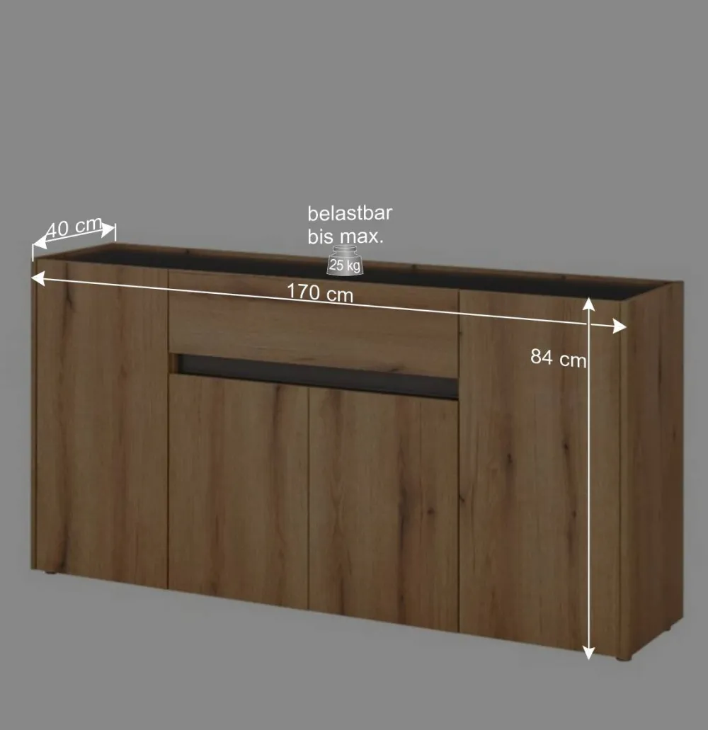 Wohnen Sideboards<Sideboard in Wildeiche Optik und Anthrazit - Colomania