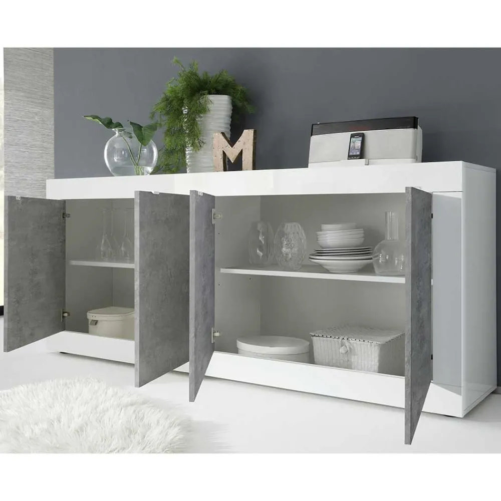 Wohnen Sideboards<Sideboard mit 4 Türen in Beton Optik - Narandu