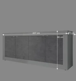 Wohnen Sideboards<Sideboard mit 4 Türen in Beton Optik - Narandu