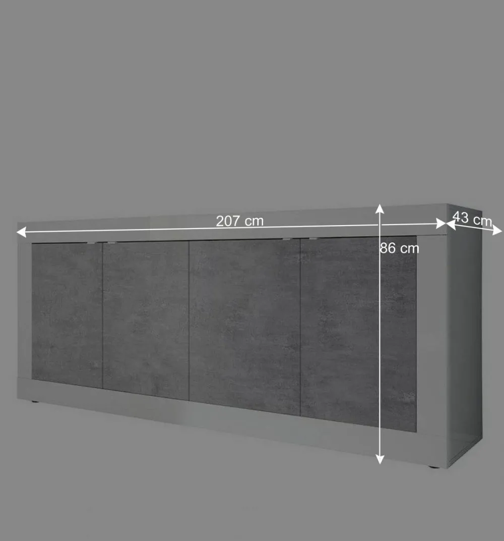 Wohnen Sideboards<Sideboard mit 4 Türen in Beton Optik - Narandu