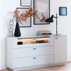 Wohnen Sideboards<Sideboard mit Glas Klappe & Tür - Apulco