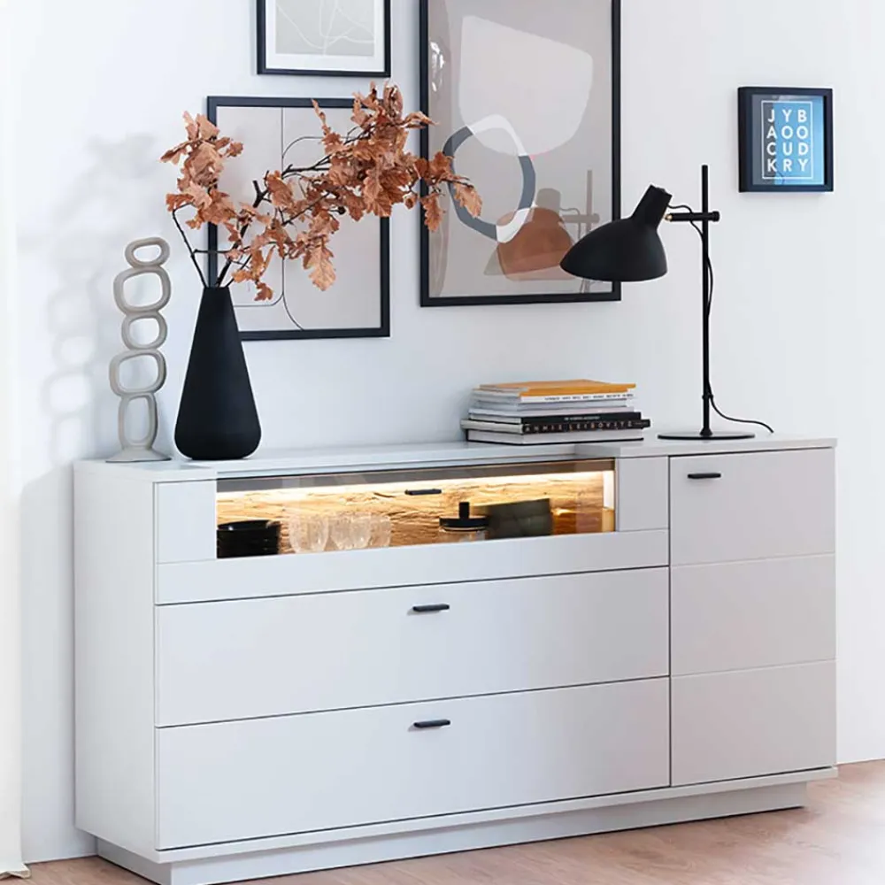 Wohnen Sideboards<Sideboard mit Glas Klappe & Tür - Apulco
