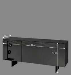 Wohnen Sideboards<Sideboard mit Spiegelglas Front in Rauchgrau - Tyron