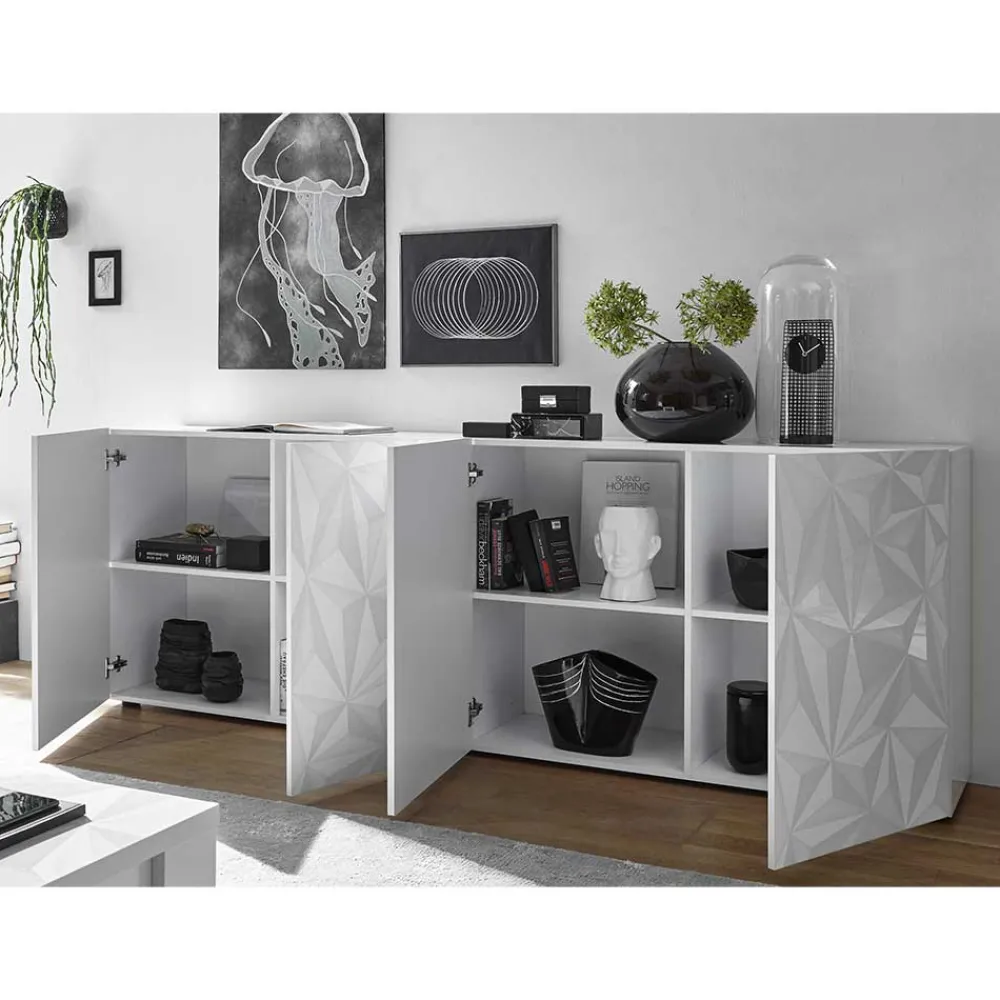 Wohnen Sideboards<Sideboard mit Türen in Weiß hochglänzend - Vovasoma