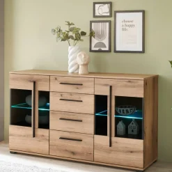 Wohnen Sideboards<Sideboard Vitrine in Eiche Dekor - Brocus