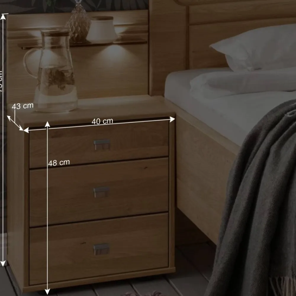 Wohnen Betten<Singlebett & Nachtkommode Kombi Set - Emdsiva (zweiteilig)