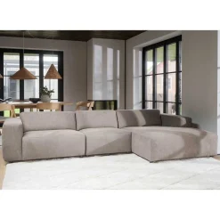 Wohnen Sofas<4-Sitzer Eckcouch in Beige Stoff - Adamantia