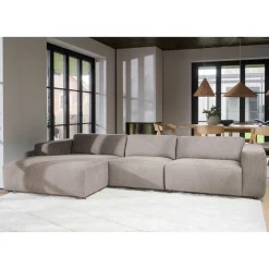 Wohnen Sofas<4-Sitzer Eckcouch in Beige Stoff - Adamantia