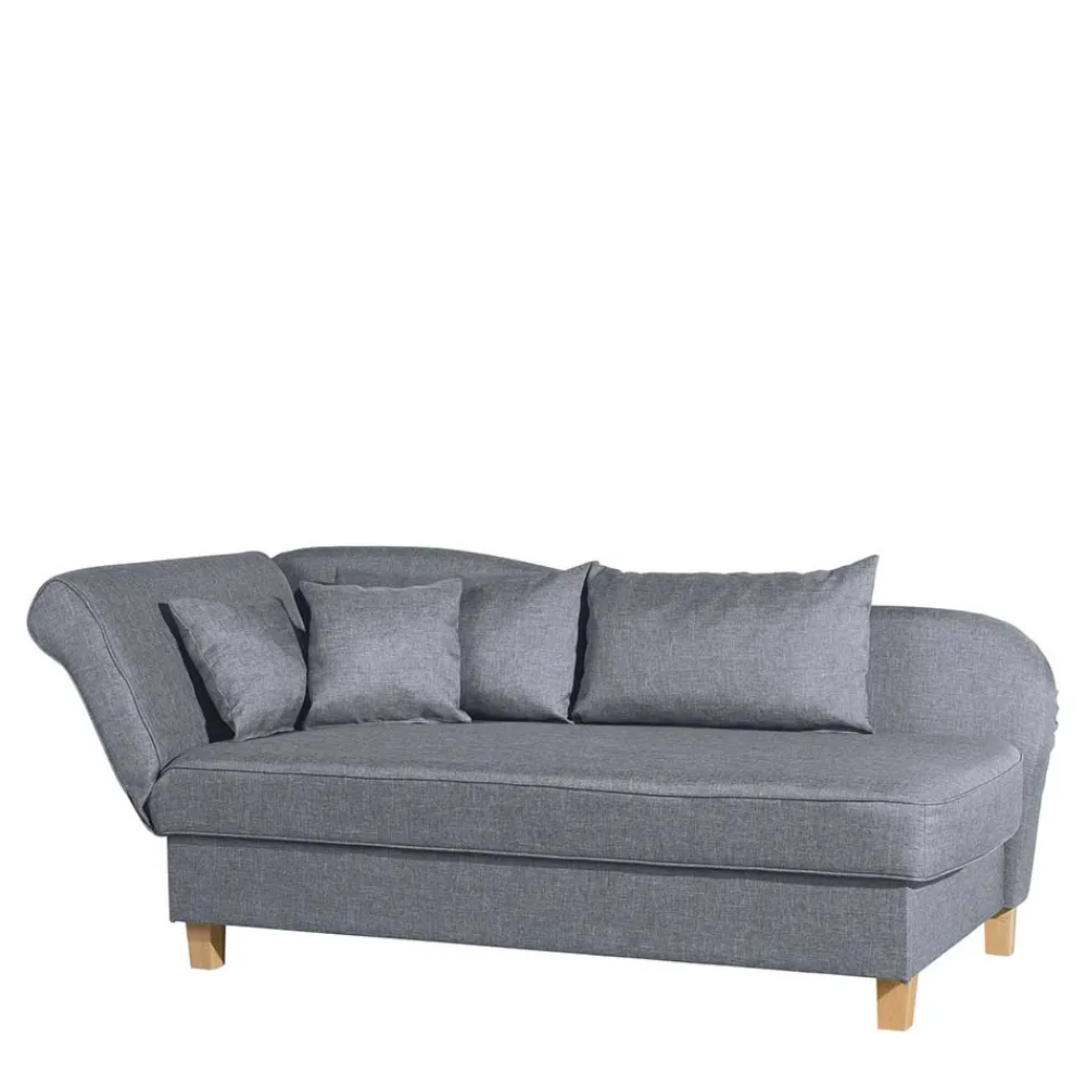 Wohnen Sofas<3-Sitzer Recamiere in Jeansblau mit Buche - Foresta