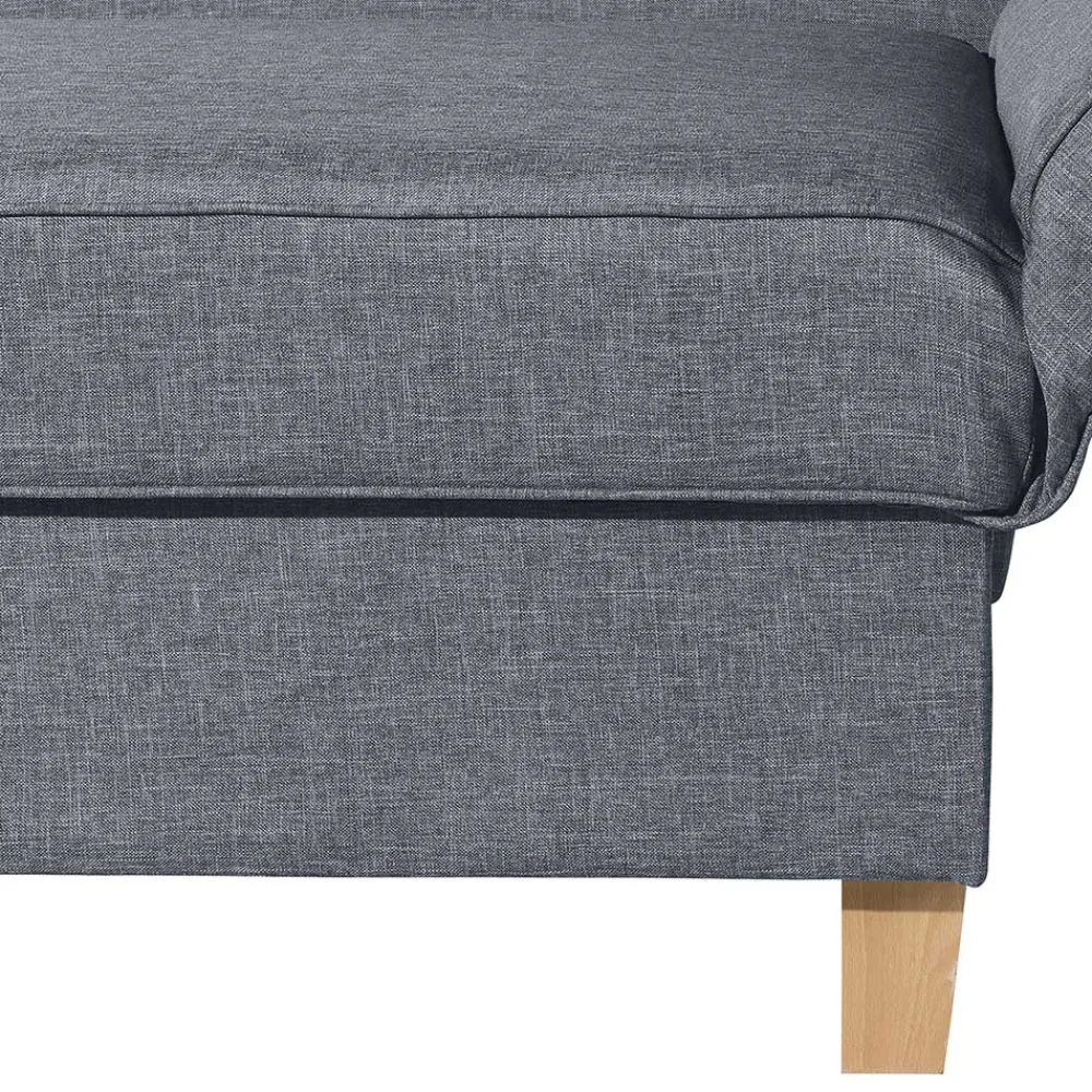 Wohnen Sofas<3-Sitzer Recamiere in Jeansblau mit Buche - Foresta