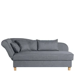 Wohnen Sofas<3-Sitzer Recamiere in Jeansblau mit Buche - Foresta