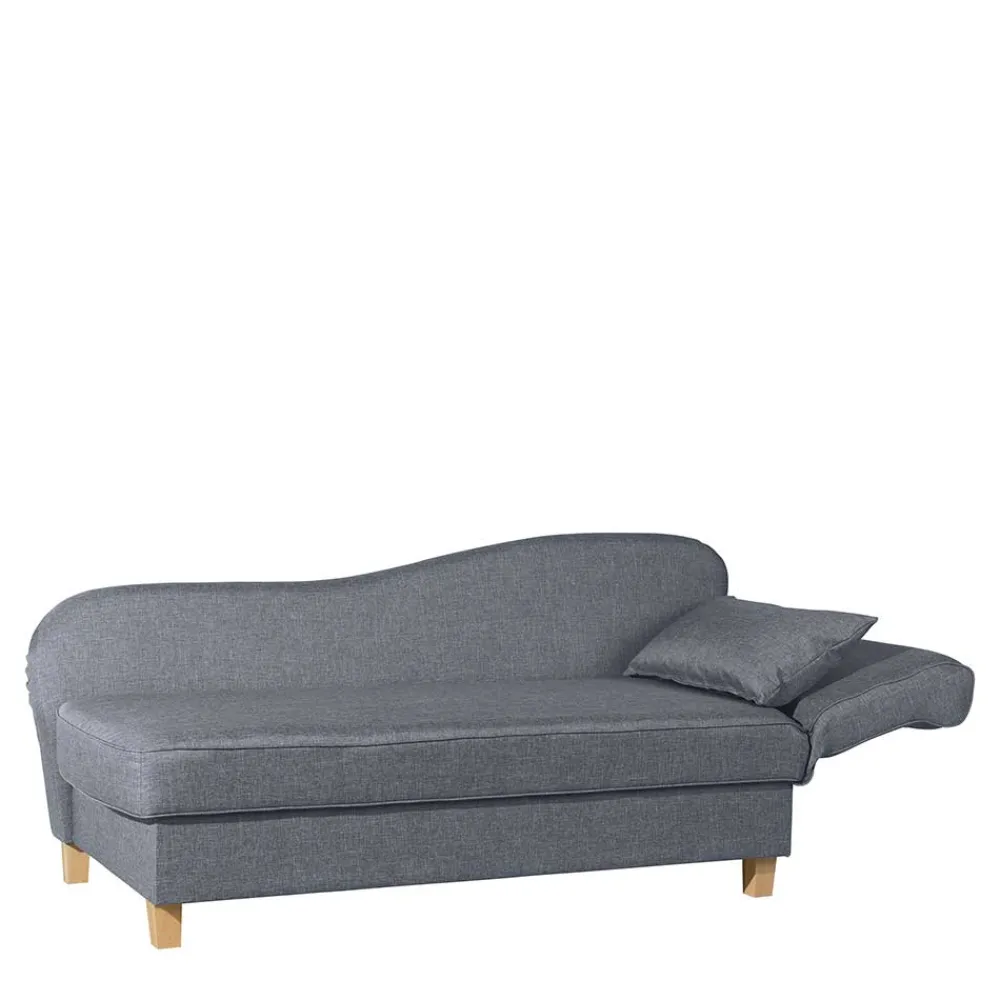 Wohnen Sofas<3-Sitzer Recamiere in Jeansblau mit Buche - Foresta